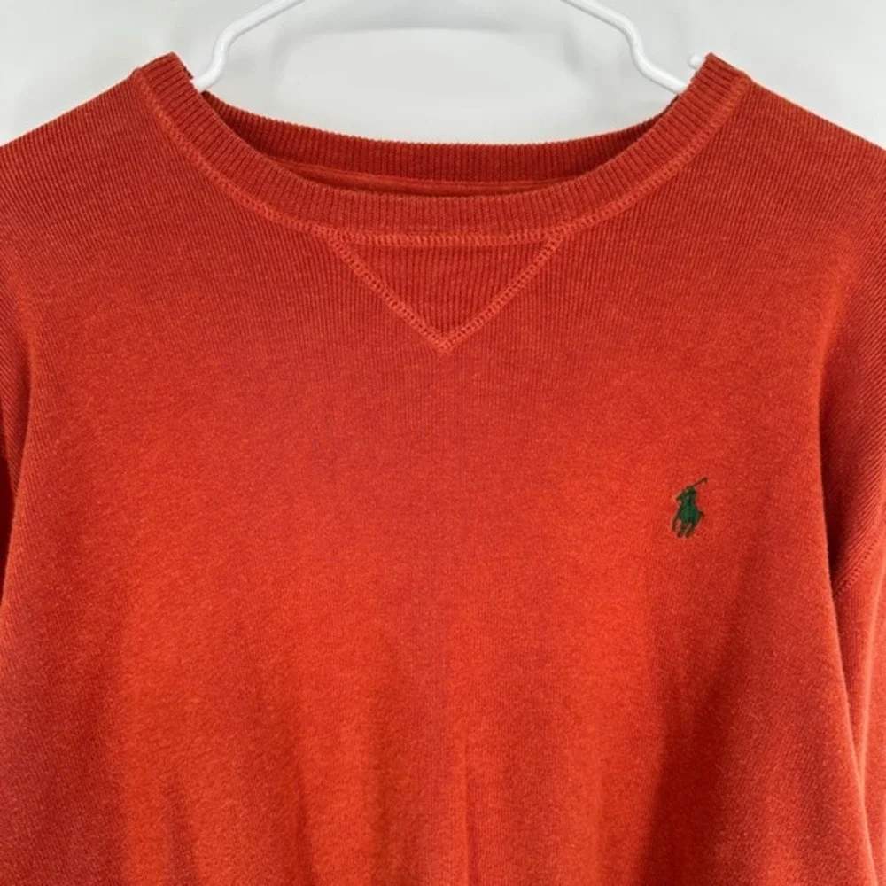 Vintage 90s Polo Ralph Lauren Mens XL Burnt‎ Orange Cotton Crewneck Sweater
